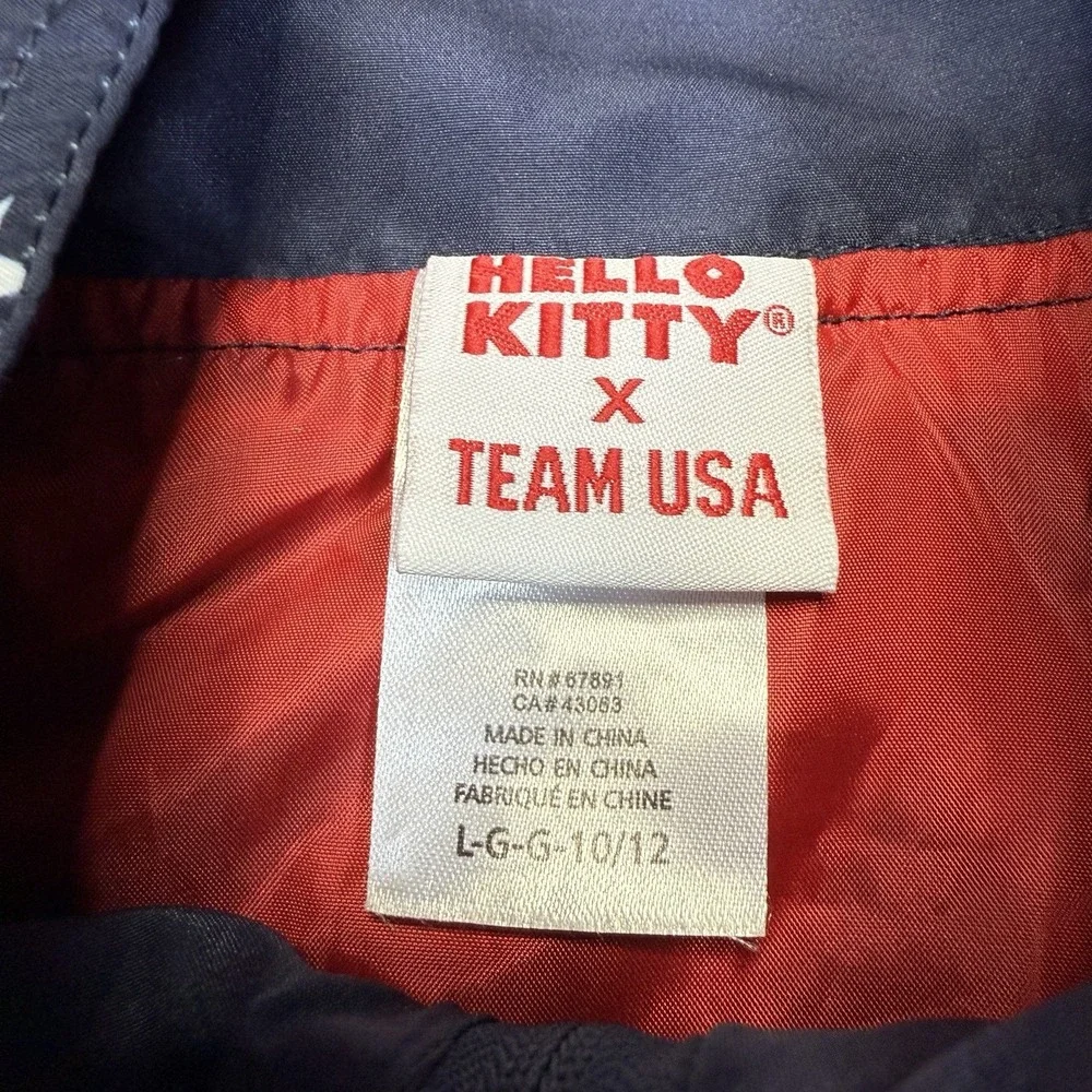 Team USA Jacket Youth L 10/12 Red Blue Hello Kitty Olympics Zip Windbreaker